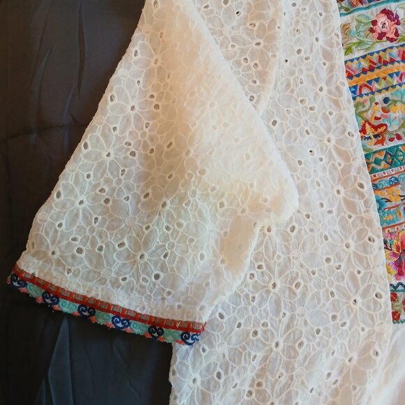 *Host Pick* Johnny Was Collection Petals Embroidered Eyelet Georgette Tunic, 2x - Picture 7 of 16